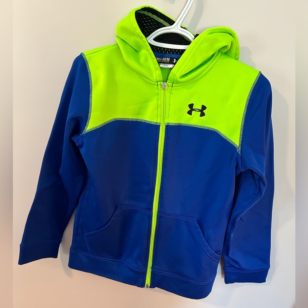 Blue & Lime Green Zip Up Hooded Sweatshirt